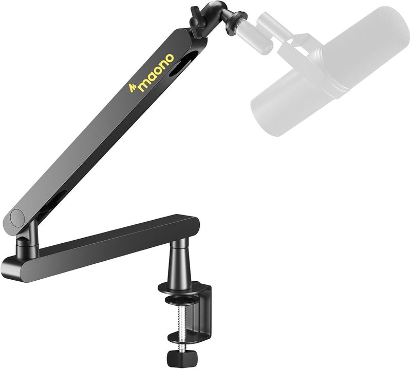 Maono Microphone Boom Arm, Low Profile Mic Arm with Cable Management Channels, Desk Mount Clamp, Fully Adjustable, Heavy Duty Mic Stand for Podcast Studio Streaming (BA92 Black) - Image 1